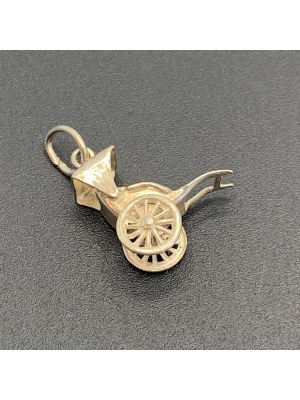 Old Fashioned Stroller Vintage Sterling Silver 925 Charm .75" w/ Open Jump Ring